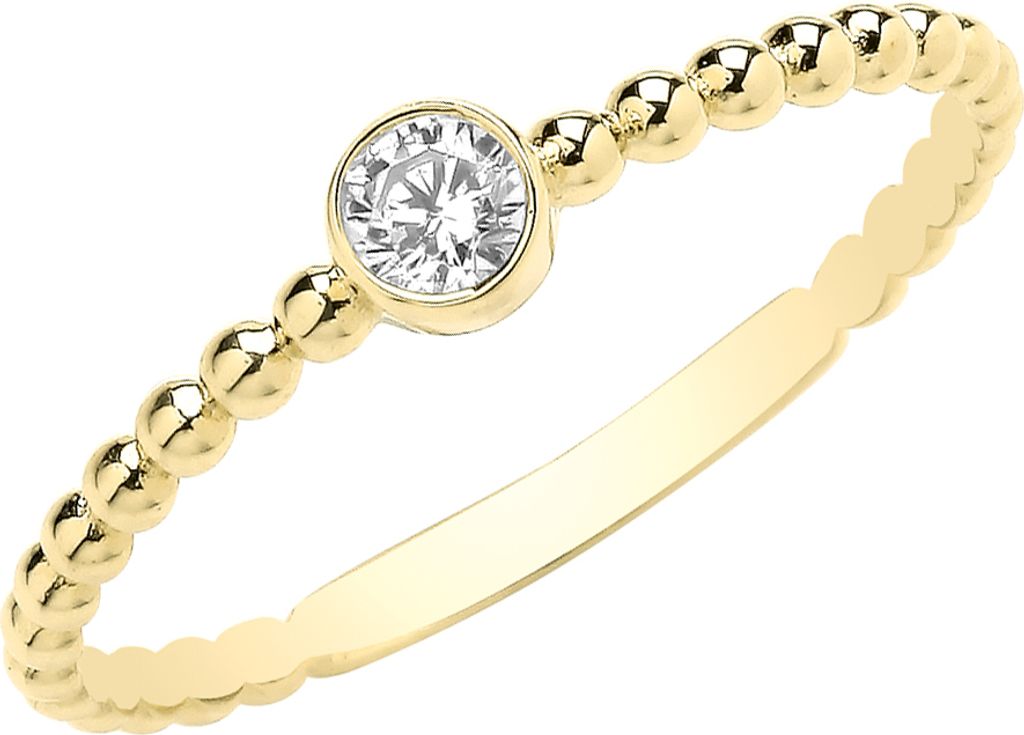 Stylischer 9 Karat (375) Gold Damen - Ring mit Zirkonia, 60 (19.1); TRS35181RSS