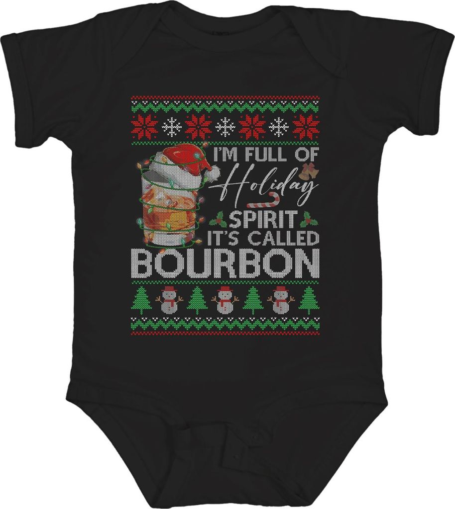 I'm Full Of Holiday Spirit It's Called Bourbon Funny Santa Xmas Unisex Baby Body, Schwarz, 6/12