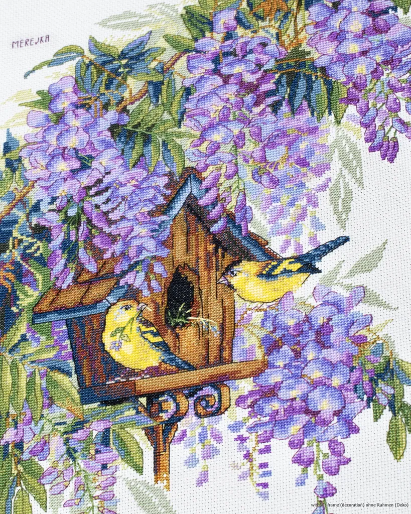 Set per punto croce Merejka "Glicine", schema contato, 27x36 cm