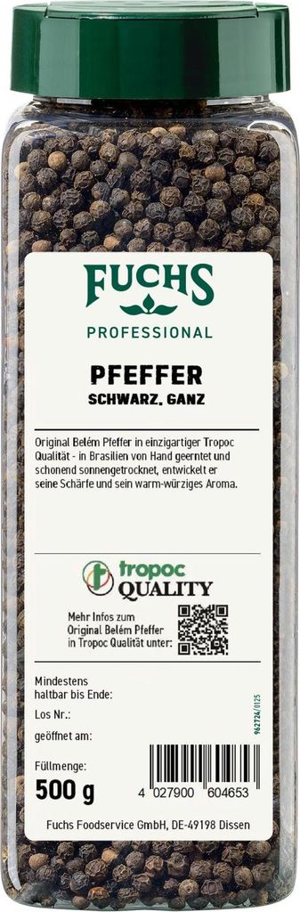 Fuchs Professional Pfeffer schwarz ganze Pfefferkörner Produktbild 