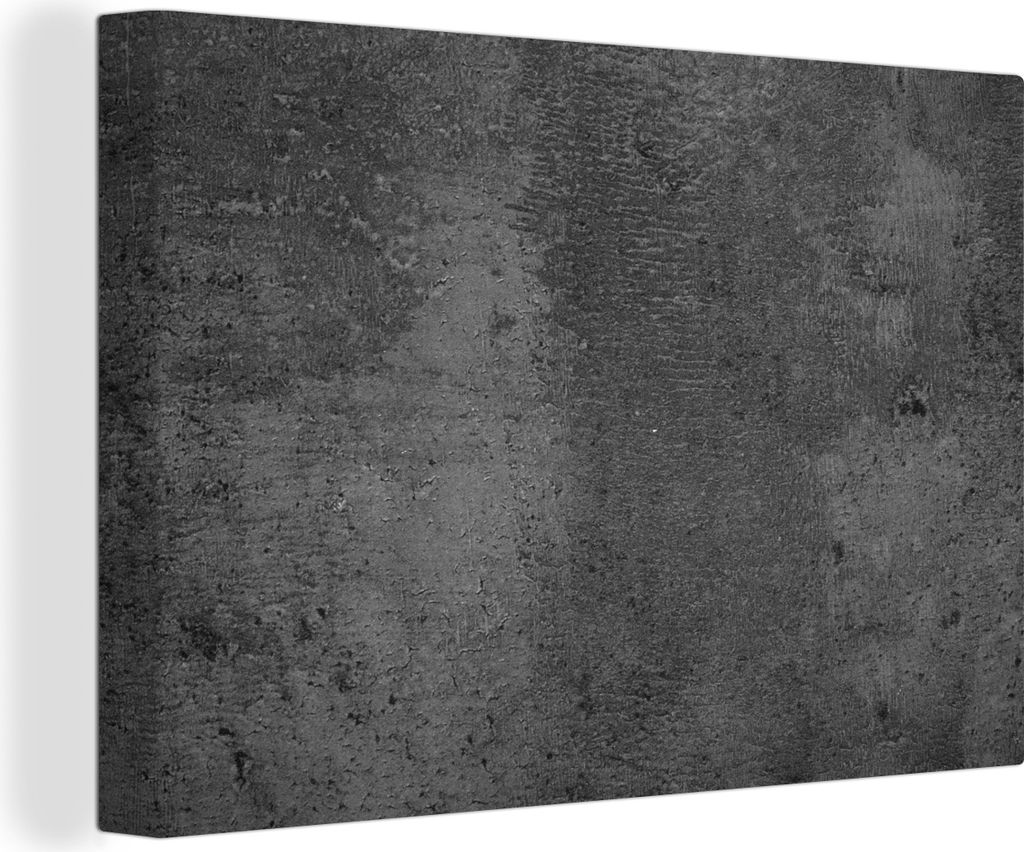 MuchoWow - Leinwandbilder - Strukturiert - Beton - Grau - Industriell - Rustikal, Wandbild, Wanddeko Bilder Wohnzimmer, 60x40 cm