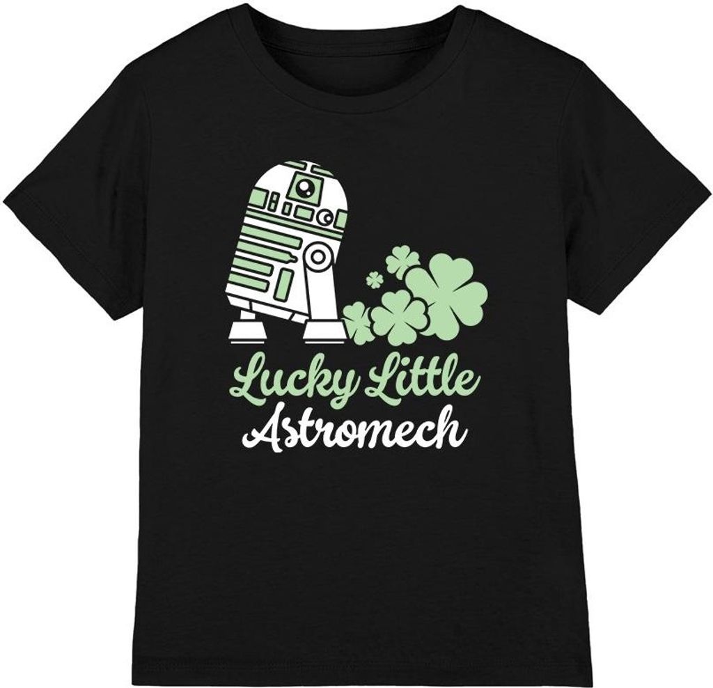 Star Wars - "Lucky Astromech" T-Shirt für Kinder - St Patricks-Tag TV3244 (128) (Schwarz)
