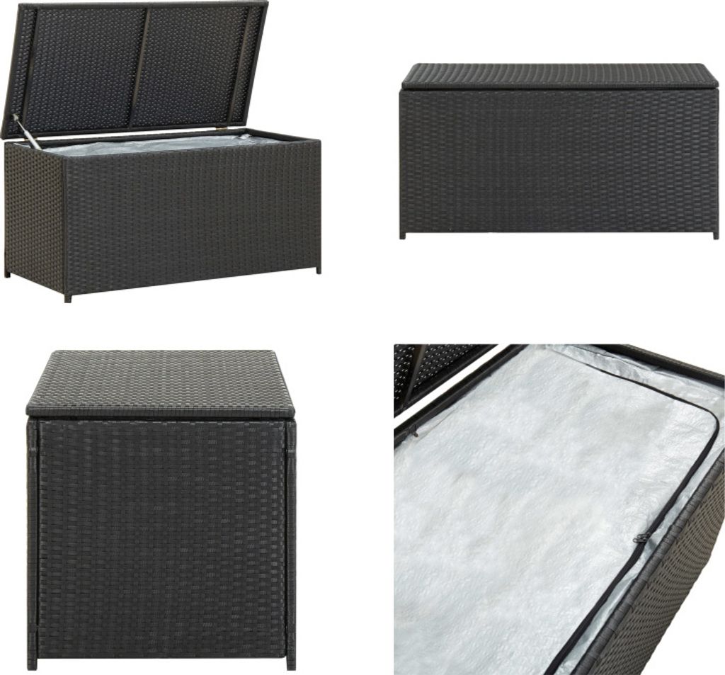 vidaXL Gartenbox Poly Rattan 100x50x50 cm Schwarz - Outdoor Aufbewahrungsbox - Outdoor Aufbewahrungsboxen - Aufbewahrungskiste - Aufbewahrungskisten