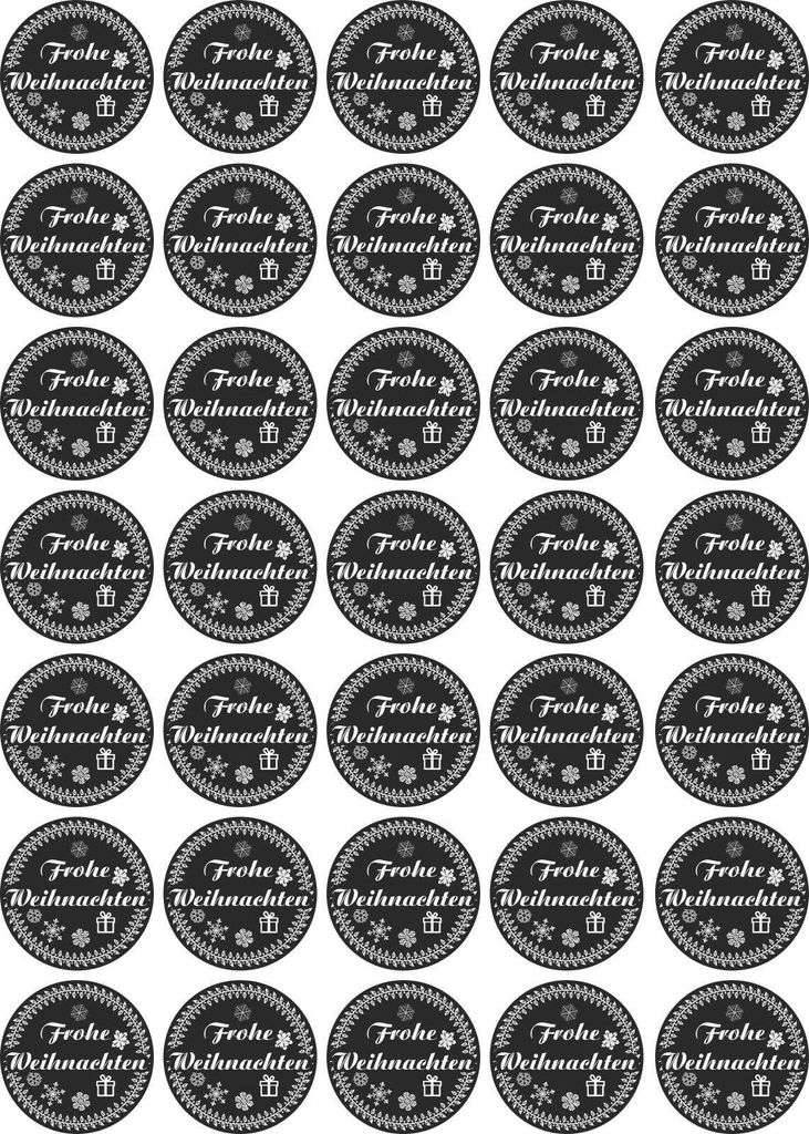 Frohe Weihnachten - Aufkleber Ø40mm für Weihnachten 35 Stück - schwarz Vintage - Labels - Stickers - Weihnachtskalender - Weihnachten - Advent -...