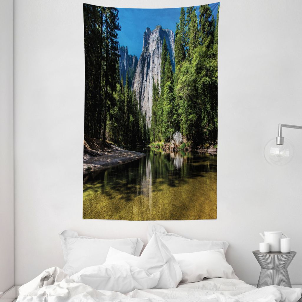 ABAKUHAUS Natur Wandteppich und Tagesdecke, Granit Klippe Fluss aus Weiches Mikrofaser Stoff Waschbar ohne Verblassen Digitaldruck, 140 x 230 cm, G...