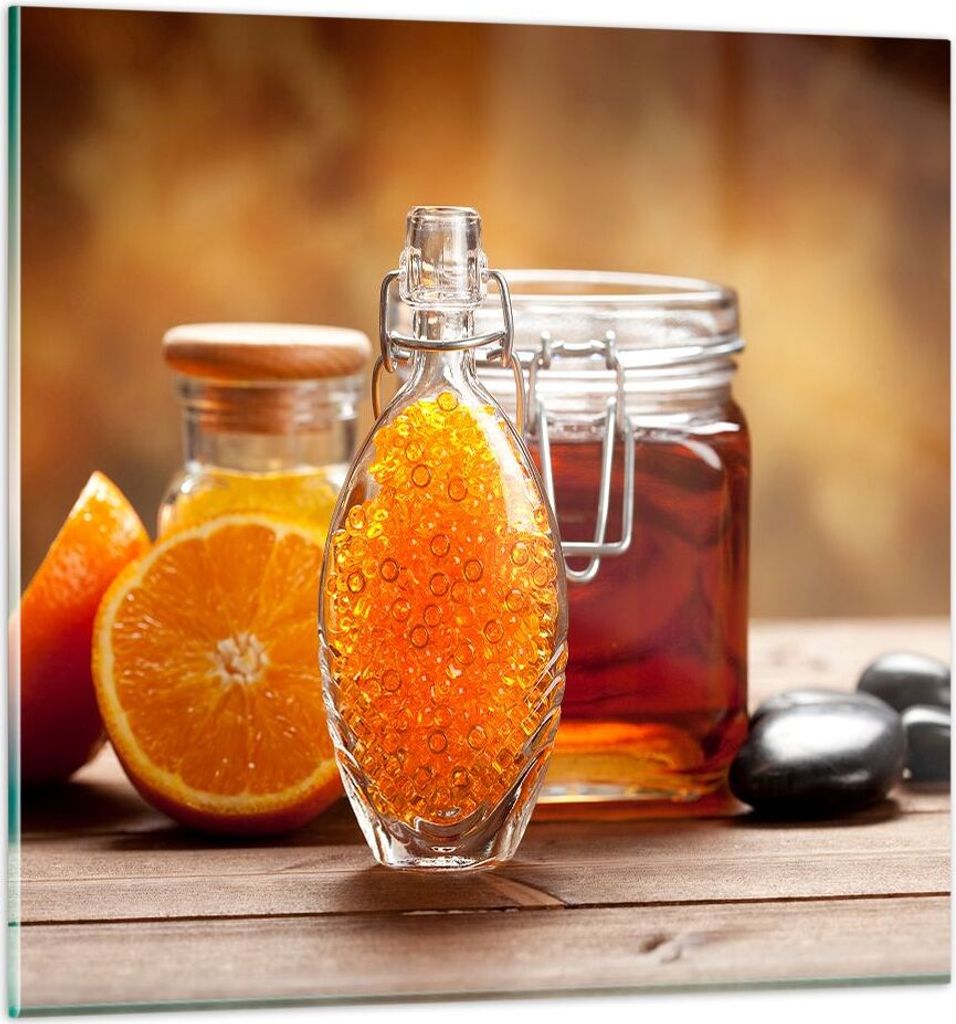Bilder auf glas - Essen Honig Glas Vitamin - 40x40cm - Glasbilder - Wandbilder - Kunstdruck - zum Aufhängen bereit - Wanddekoration aus Glas - Gla...