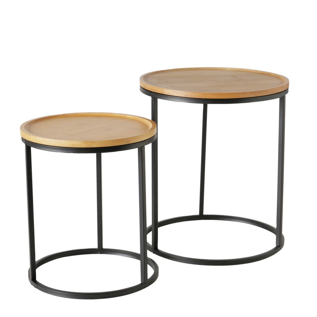 Beistelltische mit Bambusplatte BORINO, Höhe 38-45 cm, 2er-Set