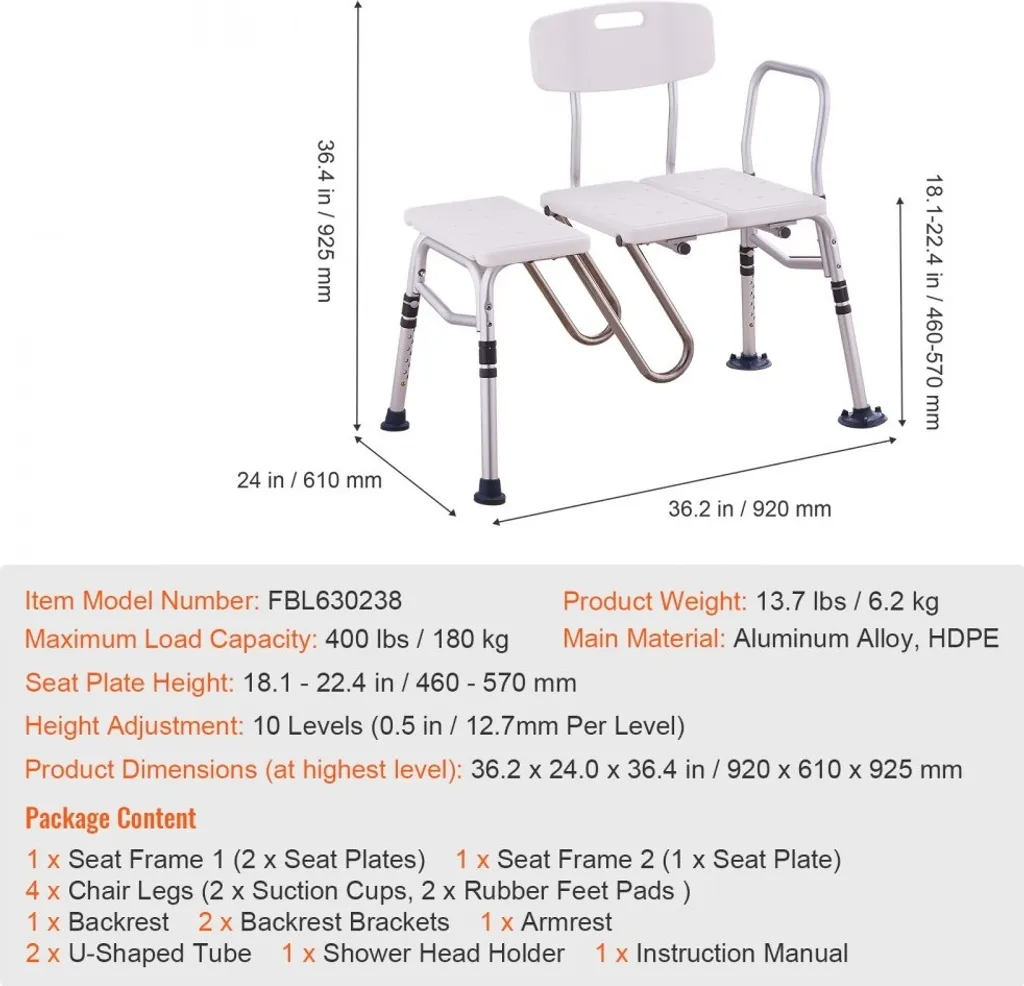 Banc de transfert baignoire anti-chute - Solution douche PMR stable - 6