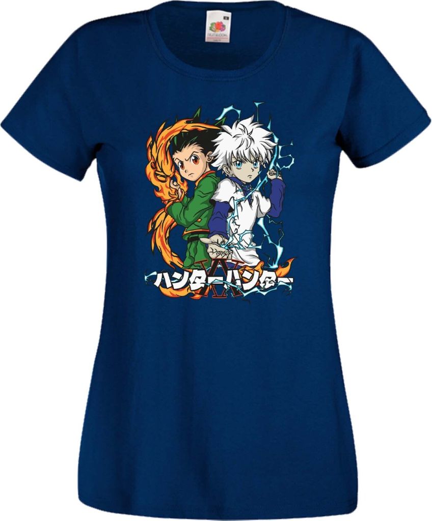 Damen T-Shirt Anime Manga Hunter manga X anime Hunter Gon Freecss Freecss, Lady XS / Dunkelblau