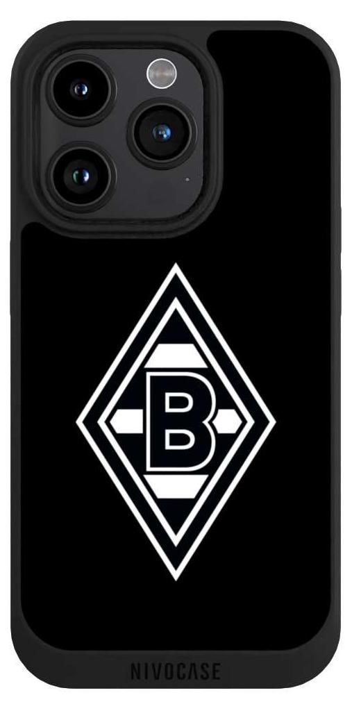 NIVOCASE Handyhülle für Apple iPhone 15 Pro Hülle NIVOpure Case Schwarz Borussia Mönchengladbach Gladbach Wappen