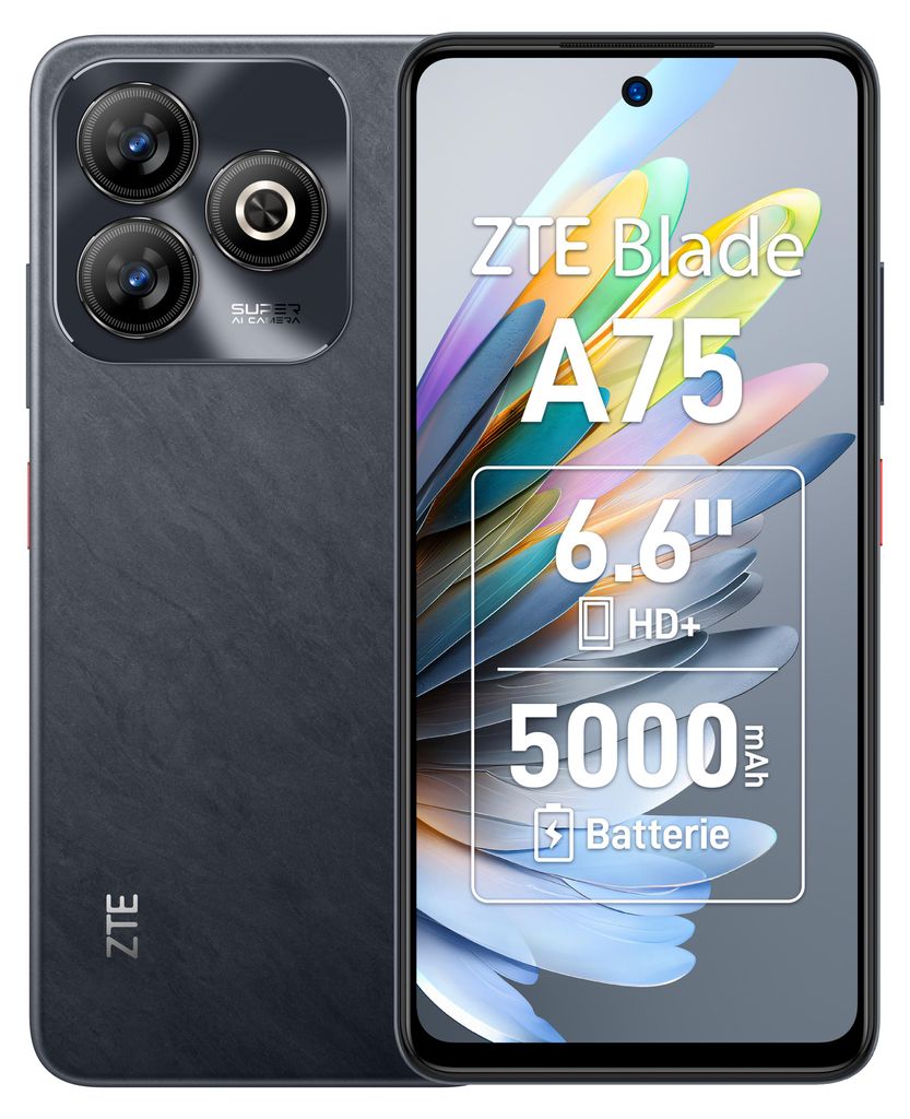 ZTE Blade A75 4GB + 128GB Black Smartphone Image du produit 