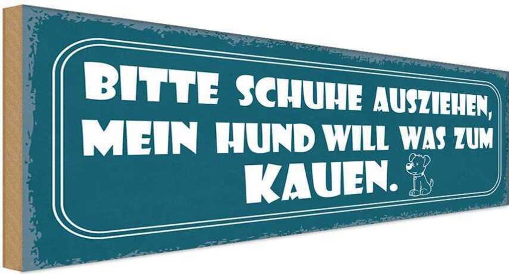 vianmo Holzschild 10x27 cm bitte Schuhe ausziehen mein Hund