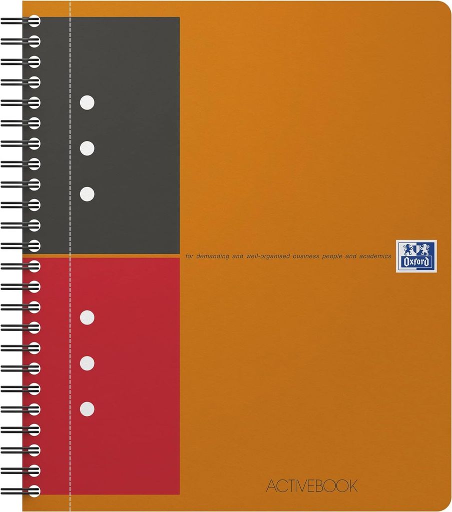 Oxford , Grau, Orange, A5, 80 Blätter, 80 g/m², Liniertes Papier