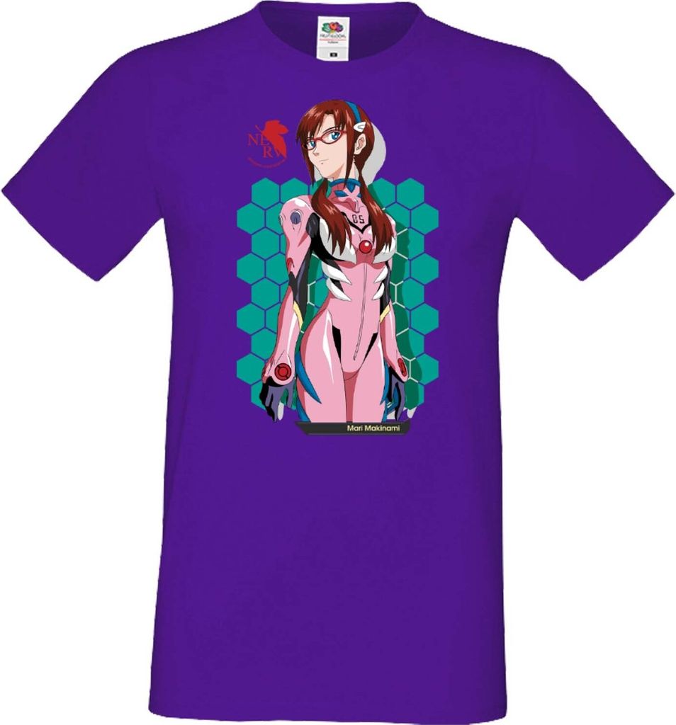 Herren T-Shirt Anime Manga Neon Anime Genesis Manga Evangelion Mari Illustrious Makinami Maria Iscariot Maria Iscariot, Man M / Dunkelblau
