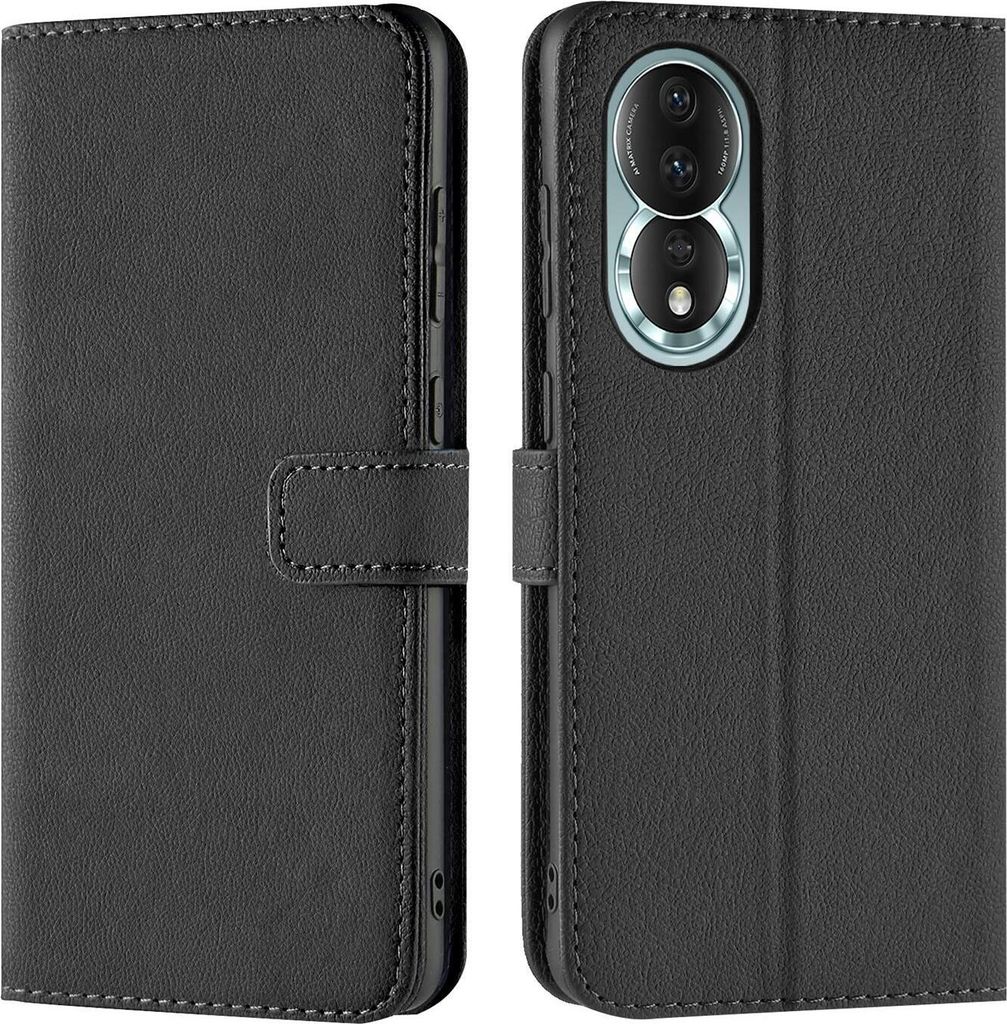 Conie Klapp Tasche für Honor 80 Kartenfach Rundumschutz Hülle in Schwarz