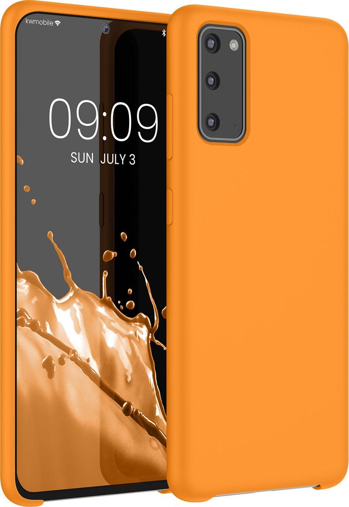 kwmobile Hülle kompatibel mit Samsung Galaxy S20 Hülle - Silikon Handy Case - Handyhülle weiche Oberfläche - kabelloses Laden - Fruity Orange