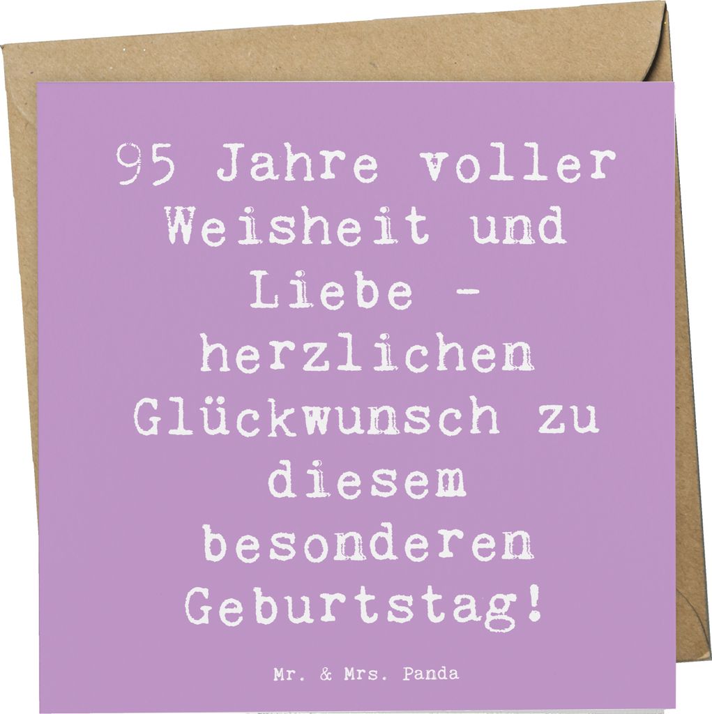 Mr. & Mrs. Panda Glückwunschkarte Spruch 95. Geburtstag Weisheit Liebe - Lavendeltraum - Geschenk, Jubiläum, Lebensabschnitt, doppelkarte, Happy ...