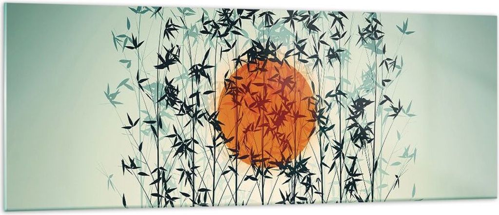 Bilder auf glas - Einteilig - Westen Sonne Gras - 140x50cm - Glasbilder - Wandbilder - Bilder - zum Aufhängen bereit - Wanddekoration aus Glas - G...