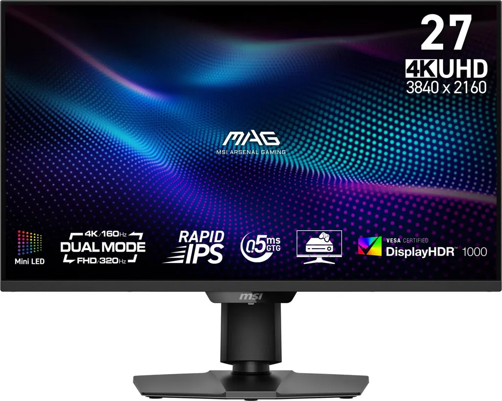 Moniteur Gamer 27 pouces 4K MSI MAG 274UPDF E16M avec dalle LED noire