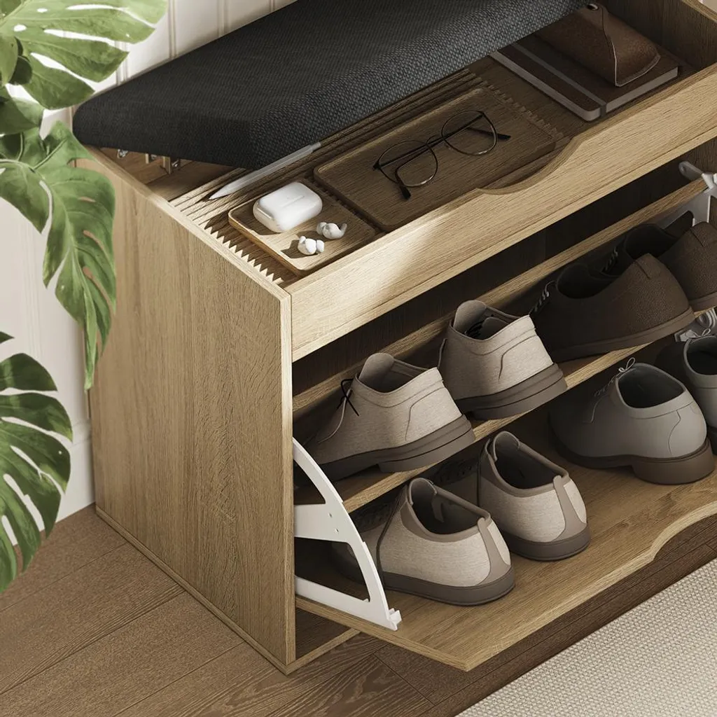 Rangement chaussures pour entrée Vicco Schufy, Banc Sonoma 2 niches