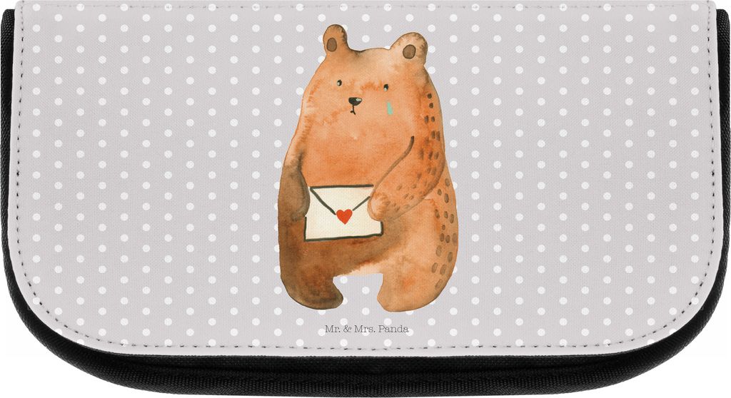 Mr. & Mrs. Panda Beauty Bag Bär Vermissen - Grau Pastell - Geschenk, Kulturtasche, Unglücklich Verliebt, Teddy, Kulturbeutel, Liebeskummer, Freun...