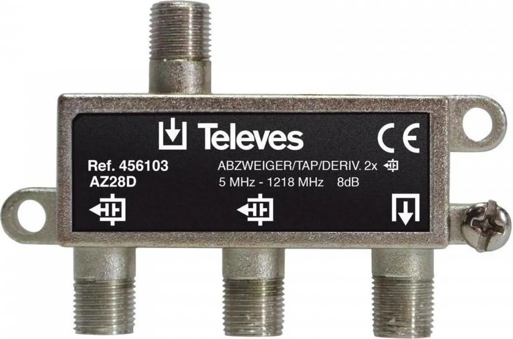 TELEVES Dérivateur 2 Voies 5-1218MHz DOCSIS 3.1 AD 8dB AZ28D Blindé