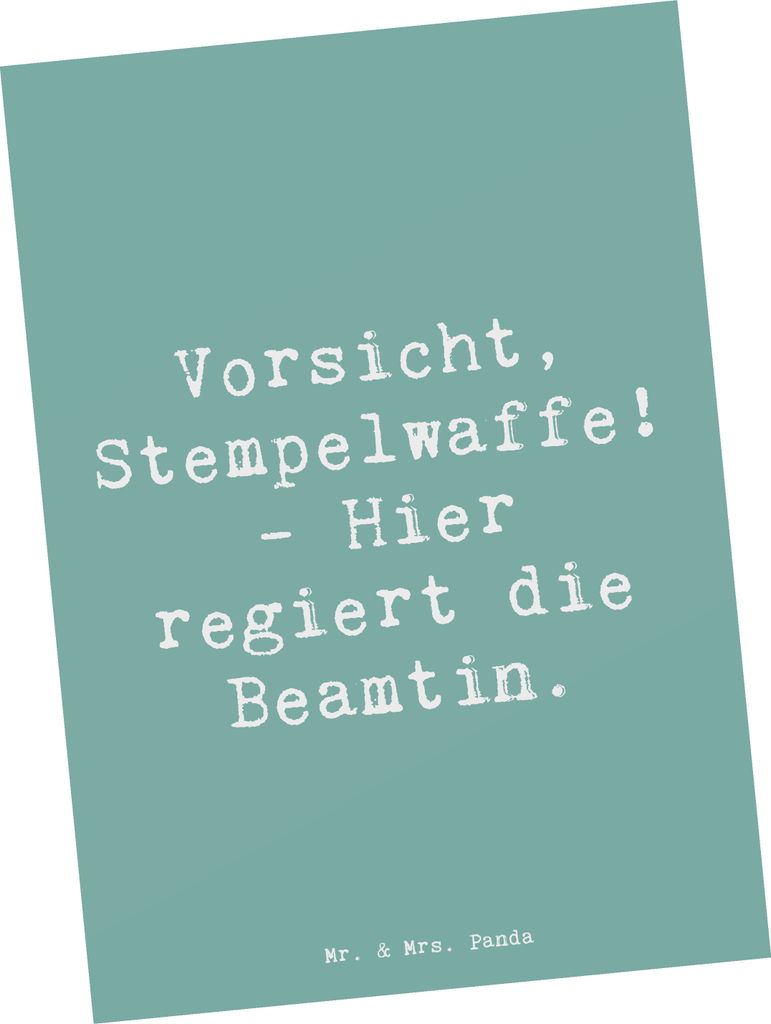 Mr. & Mrs. Panda Postkarte Spruch Beamtin Stempelwaffe - Meeresbrise - Geschenk, Ansichtskarten, einzelkarte, Hier regiert die, Grußkarte, Berufsl...