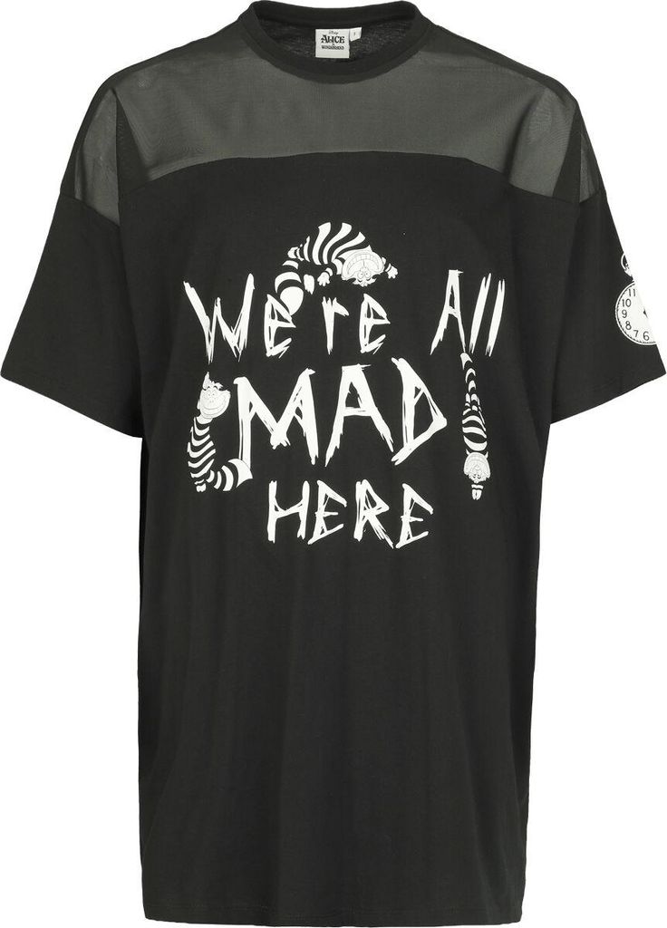 Alice im Wunderland T-Shirt Damen Grinsekatze - We're All Mad Here schwarz M
