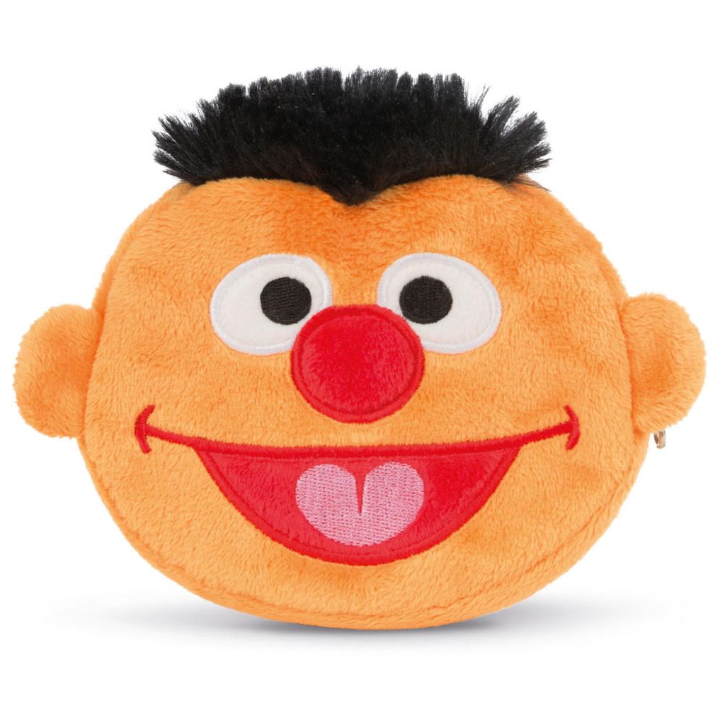 A plush toy coin purse shaped like Ernie's face from Sesame Street, shown against a white background.