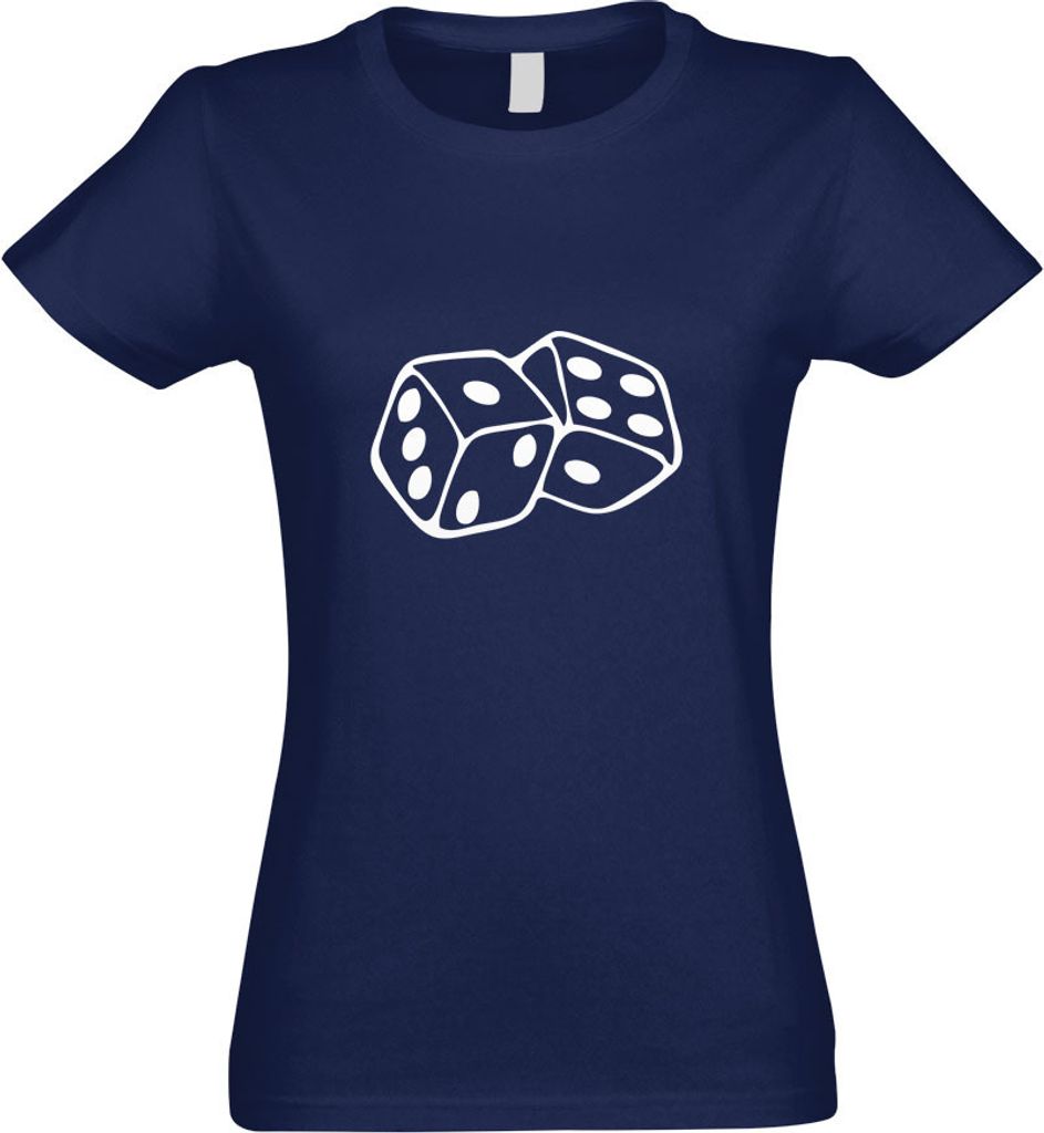 Kiwistar - T-Shirt tailliert - Damen - Navy - Würfel - mit Motiv Bedruckt - Funshirt Design - Sport - Freizeit - Damen - M