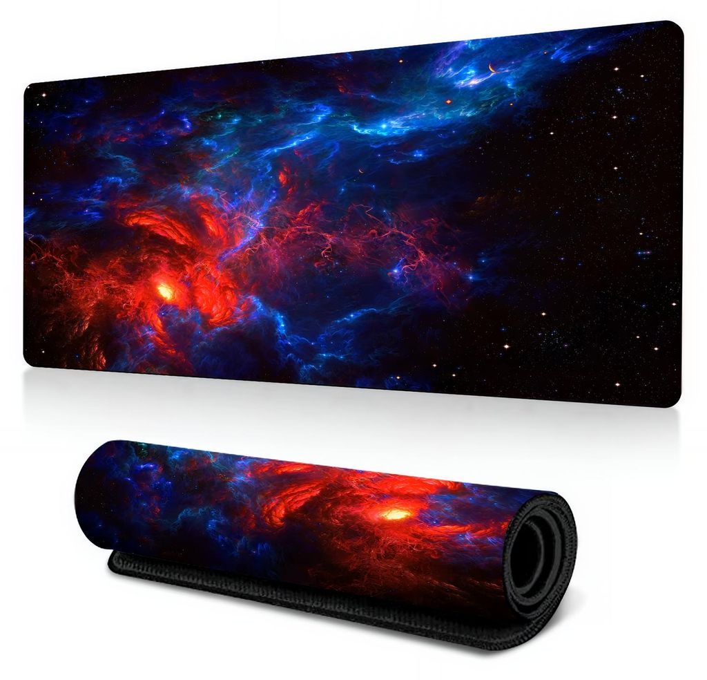 Red Sky Xxl Gaming Mauspad 90X40 Cm - Weltkarte Design, Wasserabweisend, Rutschfest, Schreibtischunterlage Für Gamer & Büro
