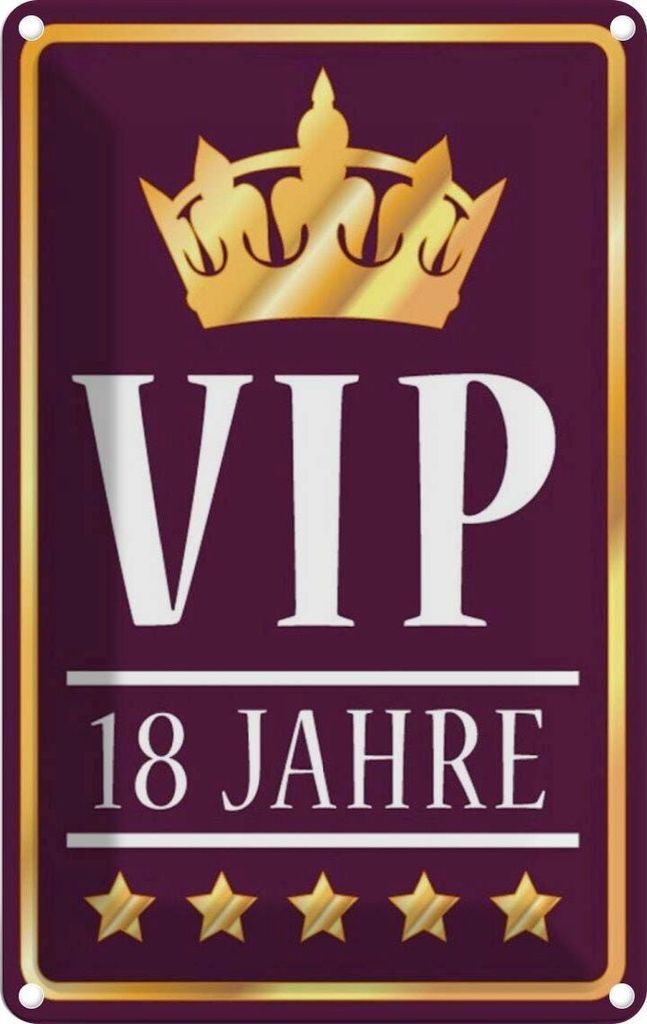 vianmo Blechschild 30x20 cm VIP 18 Jahre lila/weiß Geburtstag Feiern Party