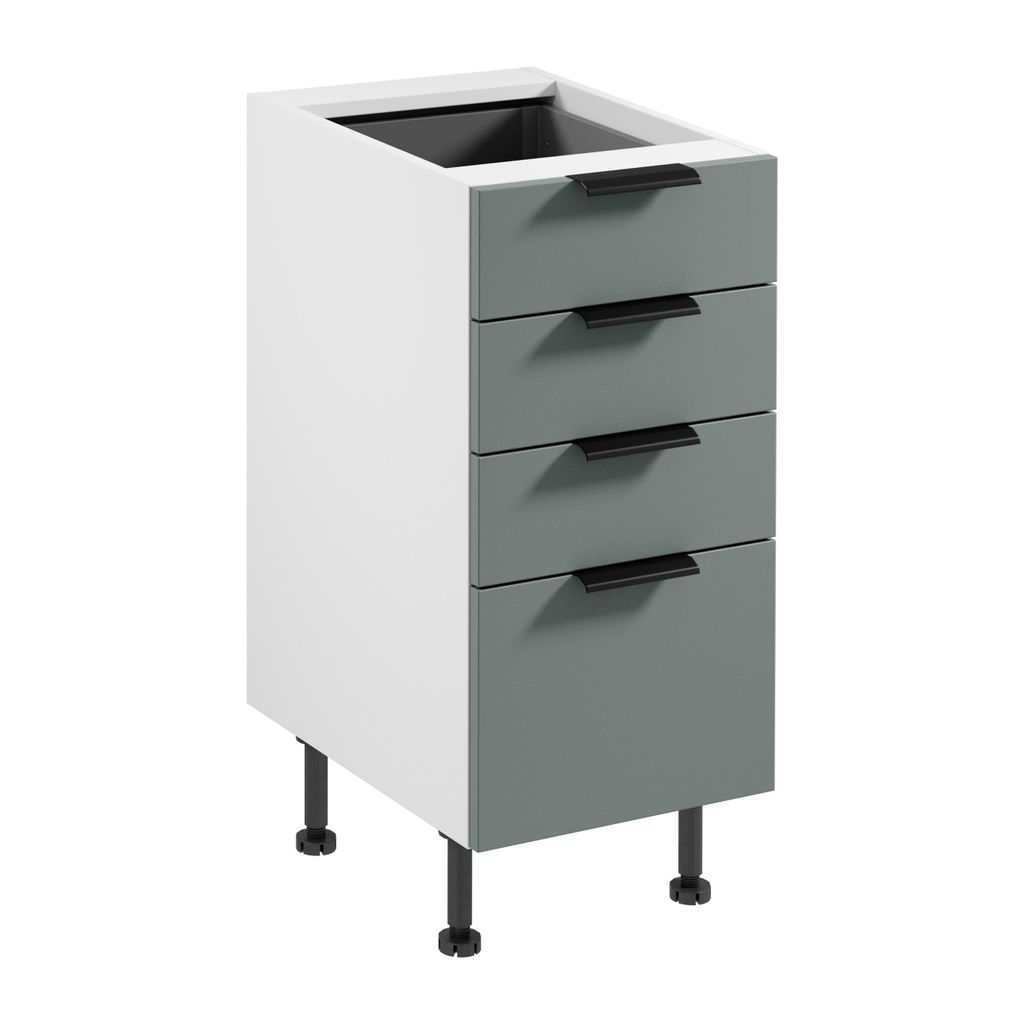 küchenunterschrank 40 cm Küchenschrank mit Schubladen ohne Arbeitsplatte, Sorento D40S4 AX Weiß/Grün