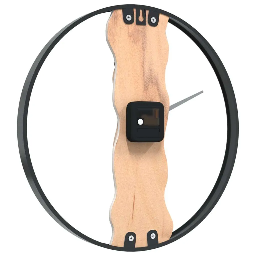 vidaXL Horloge murale brune Ø35 cm en fer et bois de chêne massif - 5
