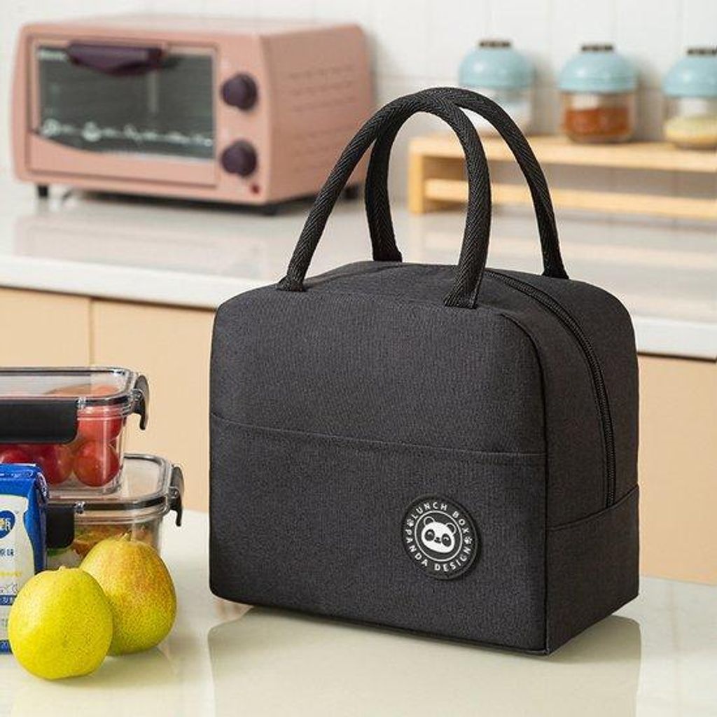 Kleine Thermische Picknicktasche - Schwarz - 20cm x 23cm x 13 cm - für Erwachsene und Kinder - Compact & Handlich - Thermische Isolierung - Koelta...