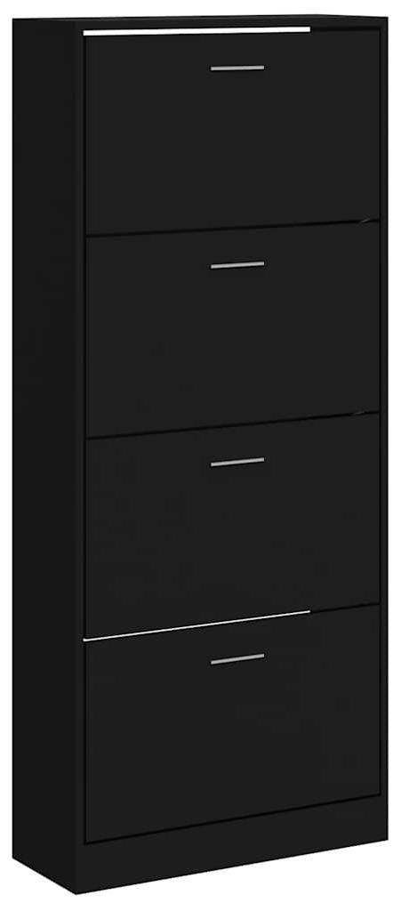 vidaXL Skriňa na topánky čierna 63x24x147 cm Materiál drevo Obrázok produktu 