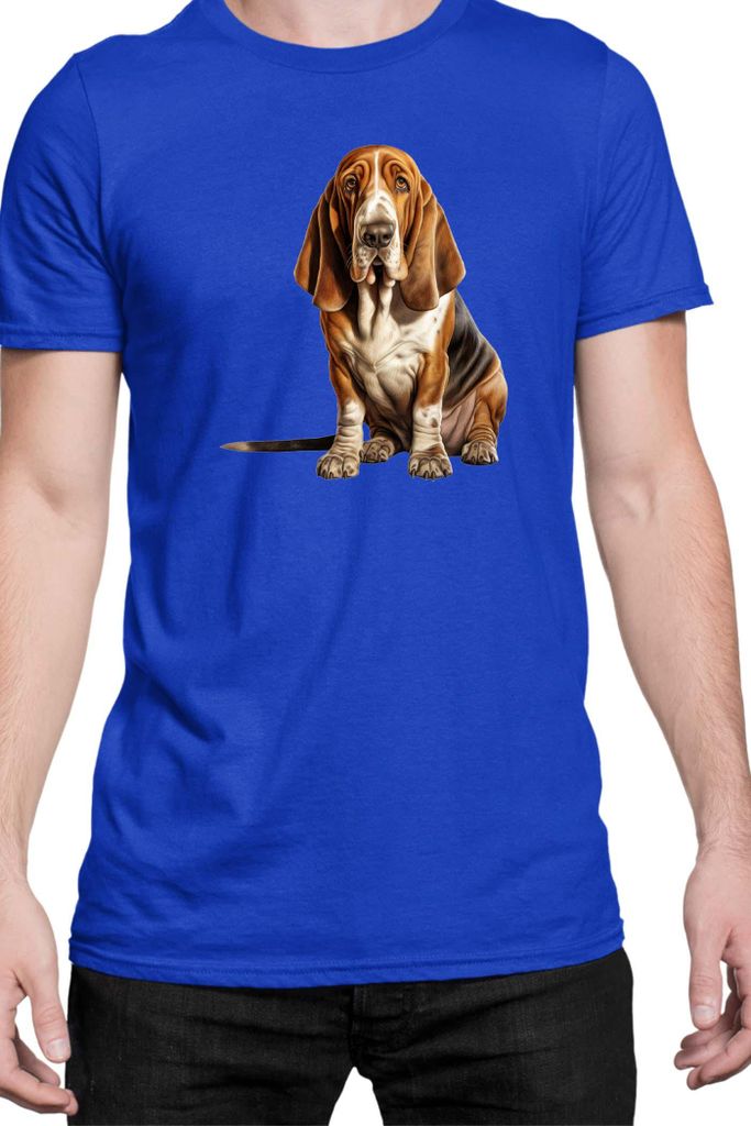 Herren T-Shirt Dogs Breeds Basset Hound Dog Breed 006, Man XL / Blau