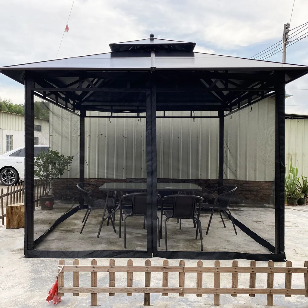 Topchances Moustiquaire Gazebo 300x360cm - Filet de Remplacement Noir - 3