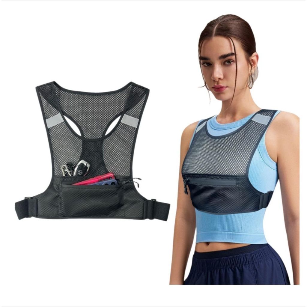 INF Reflektierende atmungsaktive Mesh-Laufweste mit Brustpack 78cmx55cm