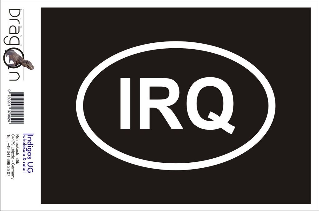 Aufkleber / Autoaufkleber - JDM / Die cut / Auto / OEM - Irak IRQ - 110x70 mm gold - Heckscheibe / Heckscheibenaufkleber