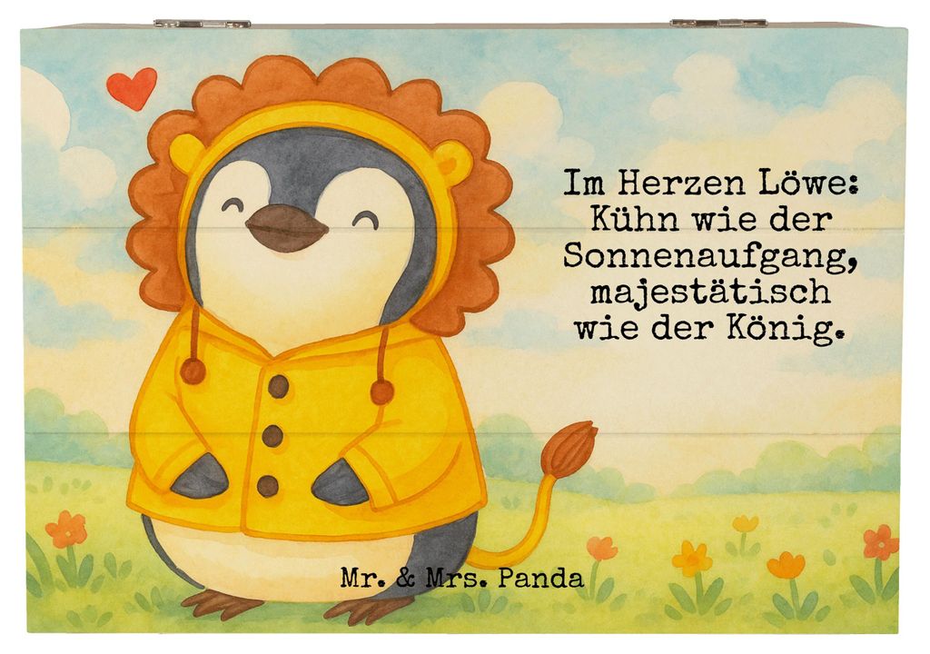 Mr. & Mrs. Panda Box Löwe Astrologie Design 22 x 15 cm - Weiß - Geschenk, Geschenkbox, Geburtstagsgeschenk, Sternzeichen, fotobox, Schatzkiste, T...