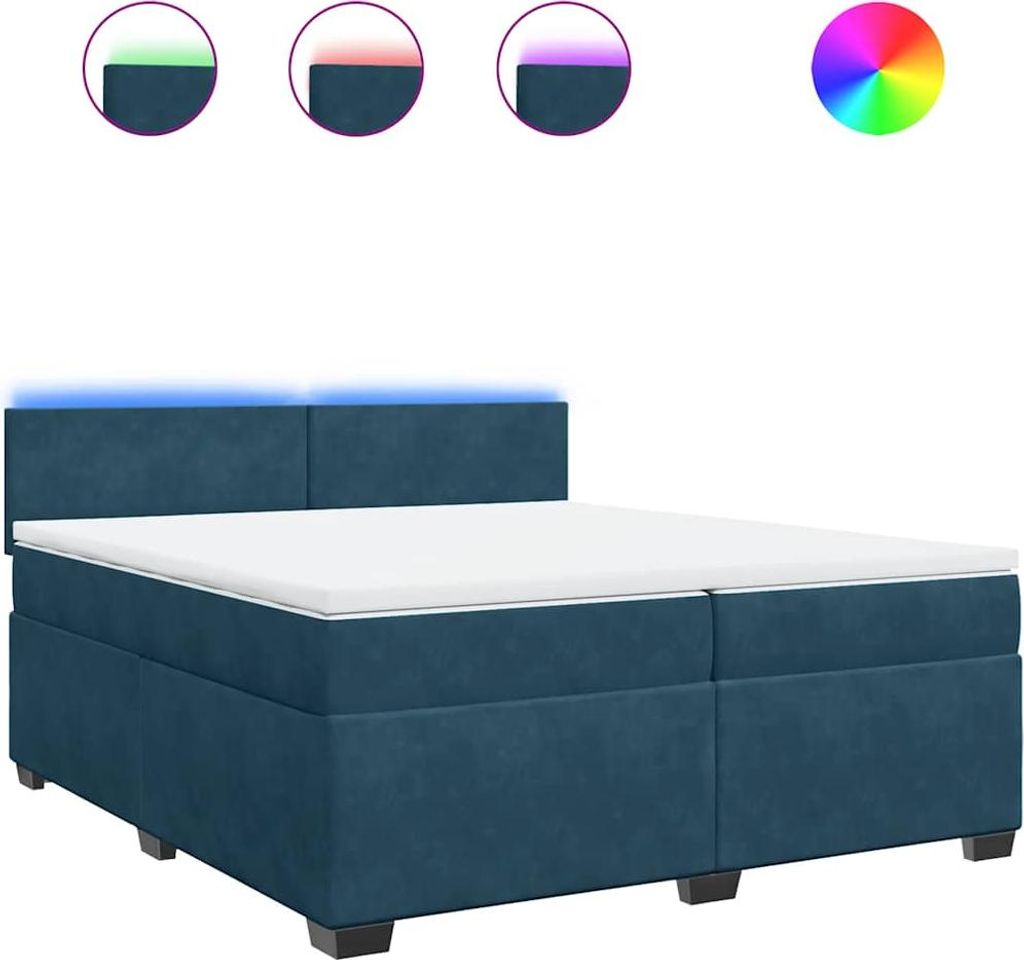 vidaXL Boxspringbett mit Matratze Blau 200x200 cm Samt