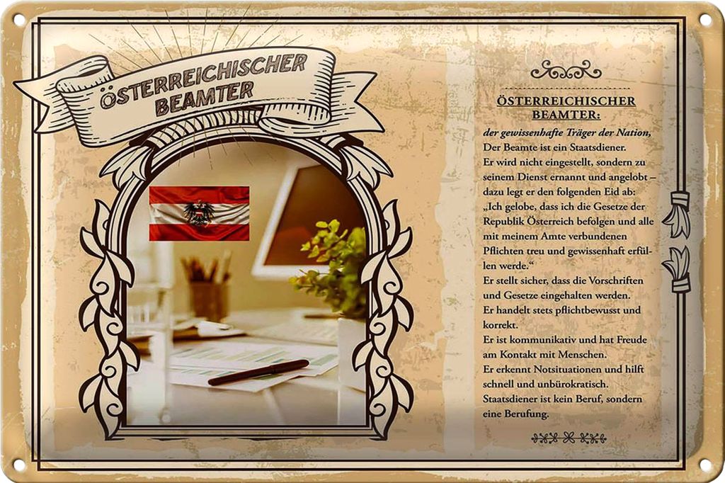 Blechschild Berufe 30x20cm Österreichischer Beamter Beamte