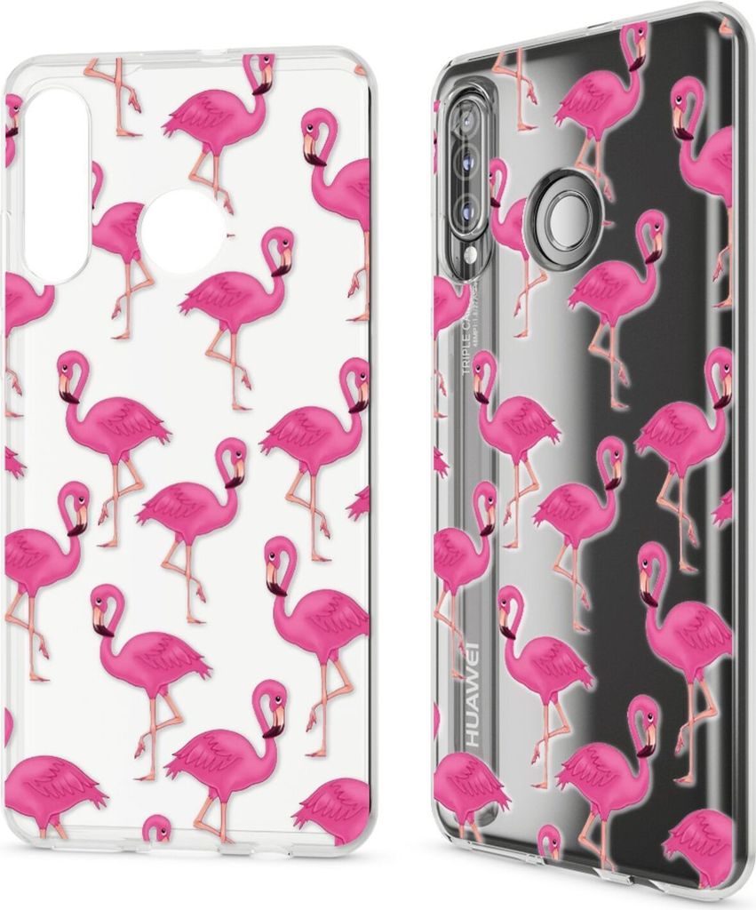 NALIA Hülle für Huawei P30 Lite, Motiv Handy Hülle Slim Silikon Case Schutzhülle Flamingo Pink