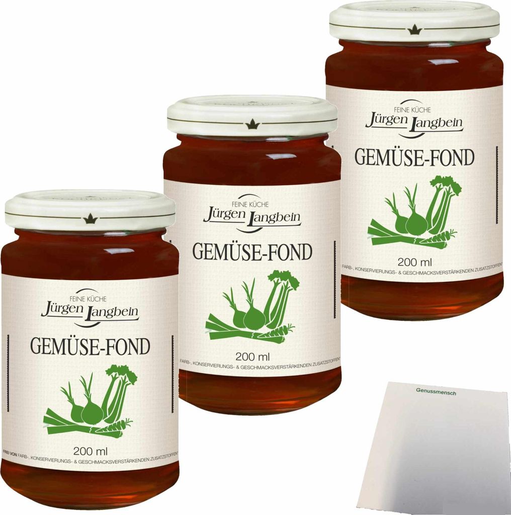 Jürgen Langbein Gemüse-Fond 3er Pack (3x200ml Glas) + usy Block