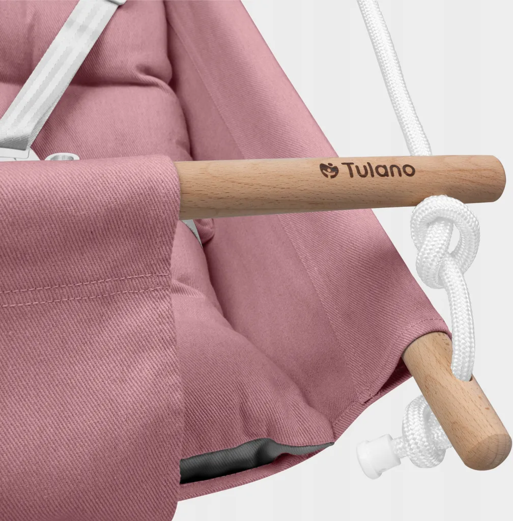 Tulano Hop 40 Altalena Neonato 3in1 in Legno | Fino a 60kg | Rosa-Grigio - 23