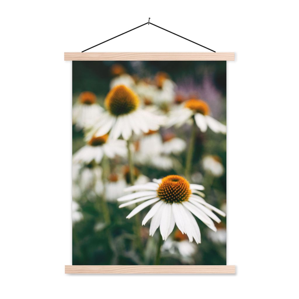 MuchoWow Textilposter Blumen - Herbst - Botanisch 120x160 cm mit holzfarbenen Rahmen - Plakatkarton