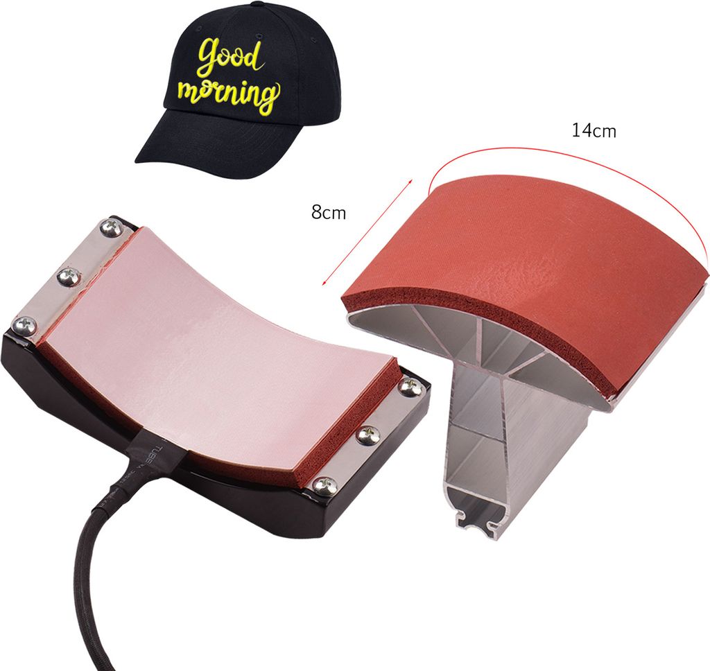 Hat Cap Press Mat Pad Heating Transfer Attachment Silica Gel 5.5x3 Inch 220V for Heat Press Machine Hat Heating Machine