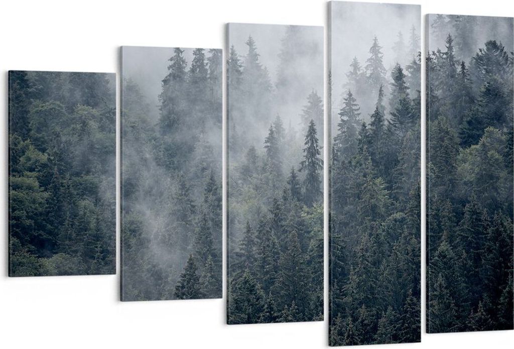 Bild auf Leinwand - Leinwandbild - Wald Baum Natur - 150x100cm - Wand Bild - Wanddeko - Wandbilder - Leinwanddruck - Bilder - Kunstdruck - Wanddeko...