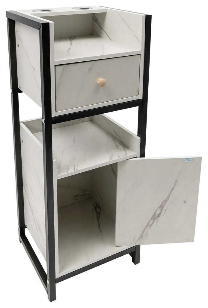 Friseurwagen für Haarwerkzeuge - Freistehendes Aufbewahrungsregal mit Schubladen - Metallrahmen, 34×30×85 cm, Traglast 10 kg - Schwarz